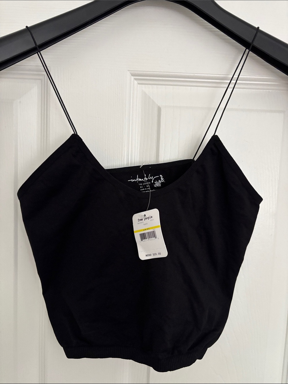 Free People Black Cropped Tank with Thin Straps w99
